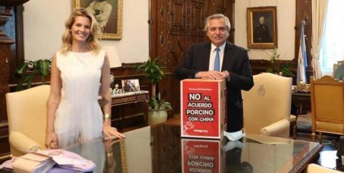 Liz Solari mantuvo un encuentro con Fernández para frenar el acuerdo porcino con China